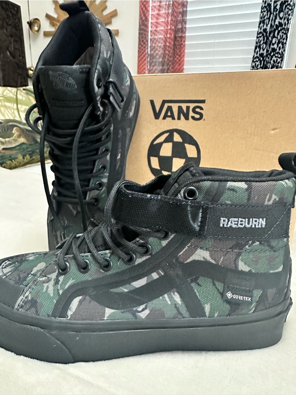 Vans ReBurn High-Top Sneakers in Black and Green Camo